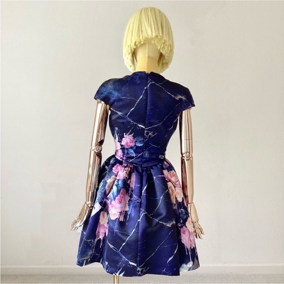 MSGM Duchesse Milan Blue Pink Roses Print Mini Party Dress 2/38 - Picture 5 of 11